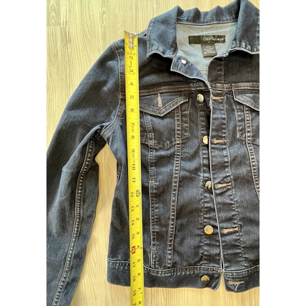 Calvin Klein Woman's Dark Stretchy Denim Jacket Size Small - Picture 6 of 9